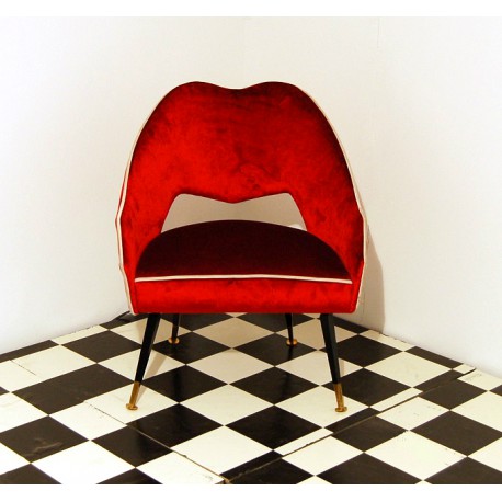 Sedia Originale Art. 1031 - Velluto 100 % Cotone - Colore ROSSO - Made in Italy 1950