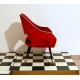 Sedia Originale Art. 1031 - Velluto 100 % Cotone - Colore ROSSO - Made in Italy 1950