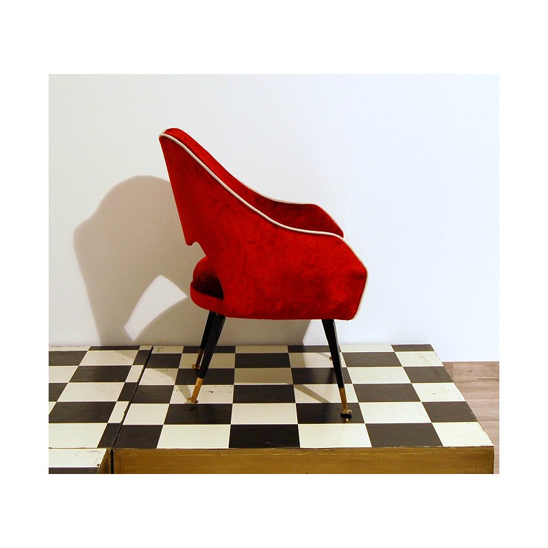 Original Chair Art. 1031 100 Cotton Velvet RED Color Italy 1950