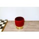 POUF Cilindro - Rivestimento in Velluto e Base Ottone - ROSSO