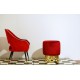 POUF Cilindro - Rivestimento in Velluto e Base Ottone - ROSSO