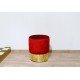 POUF Cilindro - Rivestimento in Velluto e Base Ottone - ROSSO