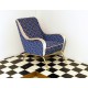 Poltroncina in Velluto Art. 1029 - 100 % Cotone - Colore Bianco / Blu