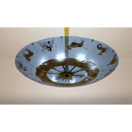 Ceiling Lamp Art. 2071 - 8 DIFFUSERS - Convex Glass - Brass