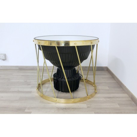 Tavolino da salotto - Piano in vetro - Struttura in ottone Art. 2074
