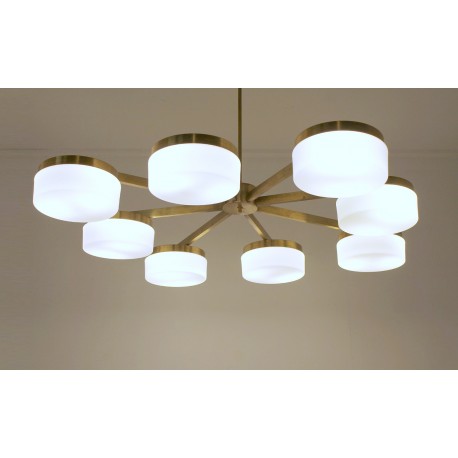 Lampada da Soffitto Art. 2076 - 8 DIFFUSORI in Vetro - Ottone