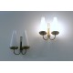 2 Wall Lamp Art. 2079 - Glass and Bronzed Brass - 1950 Style