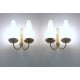 2 Wall Lamp Art. 2079 - Glass and Bronzed Brass - 1950 Style
