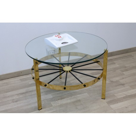 Coffee Table Art. 2080 - Glass Top - Brass Structure