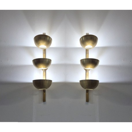 Applique Art. 2085 - 3 DIFFUSERS in Opal Glass - Brass