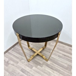 Tavolino Art. 2086 - Piano in Vetro Nero - Struttura in Ottone