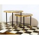 SET di 2 Tavolini Art. 1038 - Piano in Vetro - Struttura in Legno