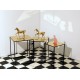 SET di 3 Tavolini Art. 1086 - Piano in Ottone - Struttura in Metallo