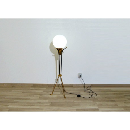 Original Floor Lamp 1950, Art. 1023 - Made in Italy - Brass - Opaline Glass