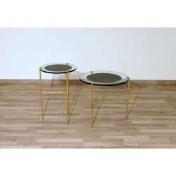 SET di 2 Tavolini Art. 1082 - Piano in Vetro - Struttura in Ottone