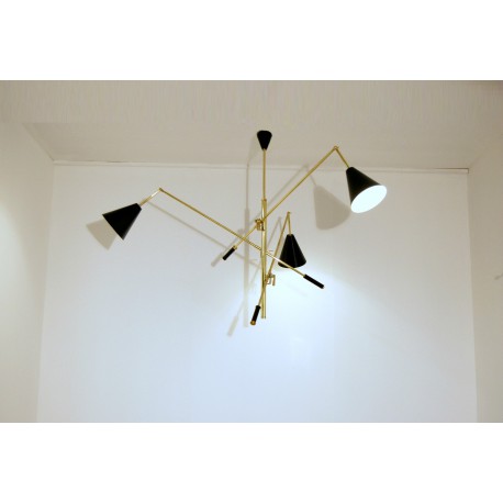 Lampada da Soffitto - TRIENNALE Art. 1079 - 3 DIFFUSORI - Ottone / Metallo