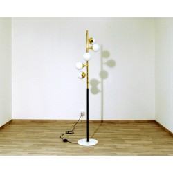 Lampada da Terra, Art. 1178 ALBERELLO, 5 DIFFUSORI - Ottone / Marmo / Vetro Opalino