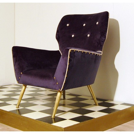 Poltroncina in Velluto Art. 1056 - 100 % Cotone - Colore Blu