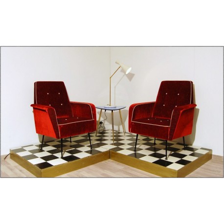 Poltroncina in Velluto Art. 1055 - 100 % Cotone - Colore ROSSO