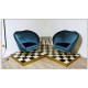 Velvet Armchair Art. 1054 - 100% Cotton - Made in Italy - BLUE Color