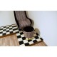 POUF Cilindro - Rivestimento in Velluto e Base Ottone - BIANCO / NERO