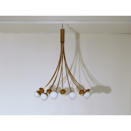 Lampada da Soffitto - Art. 1401 - 10 DIFFUSORI - Ottone / Vetro Opalino
