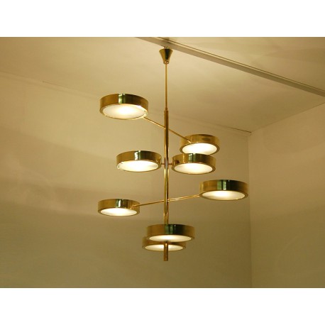 Lampada da Soffitto Art. 1703 - 8 DIFFUSORI - Ottone / Vetro Opalino