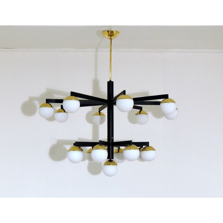 Lampada da Soffitto Art. 1705, 17 DIFFUSORI - Ottone / Vetro Opalino