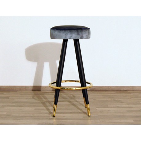 Sgabello in Velluto - Art. 1708 - Struttura Metallo - AZZURRO