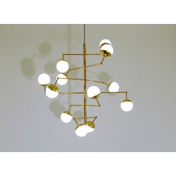 Lampada da Soffitto - Art. 1711 - 11 DIFFUSORI - Ottone / Vetro Opalino