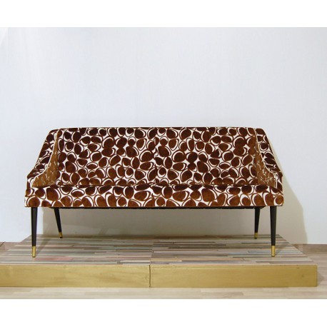 Divano 2 Posti, Art. 1063 - 100 % Cotone - Colore MARRONE / BIANCO - Velluto