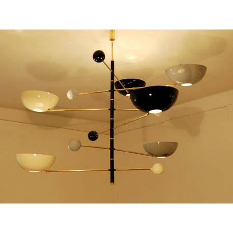 Ceiling Lamp Art. 1719 - 6 DIFFUSERS Articulated - Brass / Metal