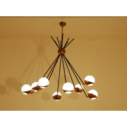Lampada da Soffitto Art. 1201, 8 DIFFUSORI - Ottone / Vetro Opalino